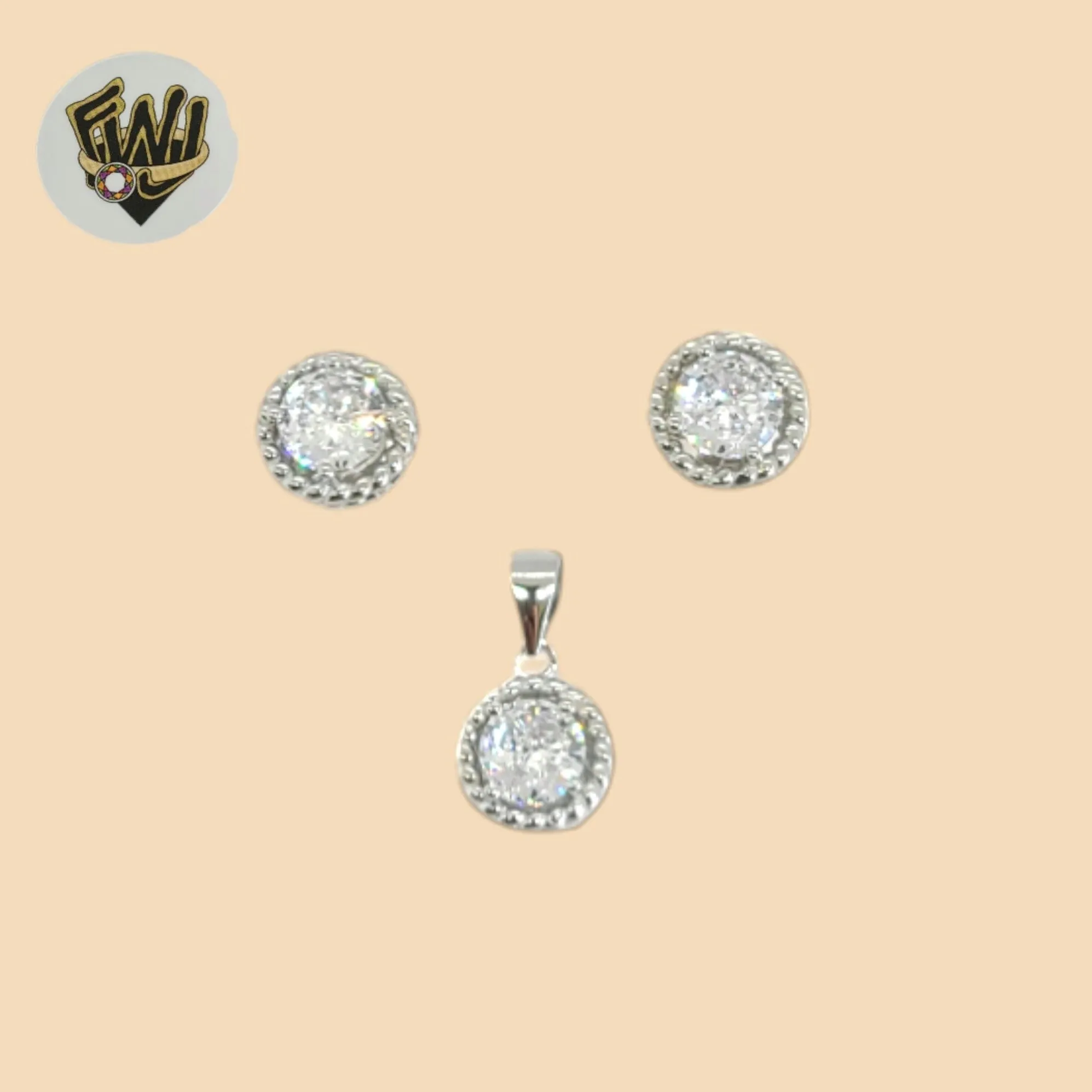 (2-6403) 925 Sterling Silver - Circle Zircon Set.