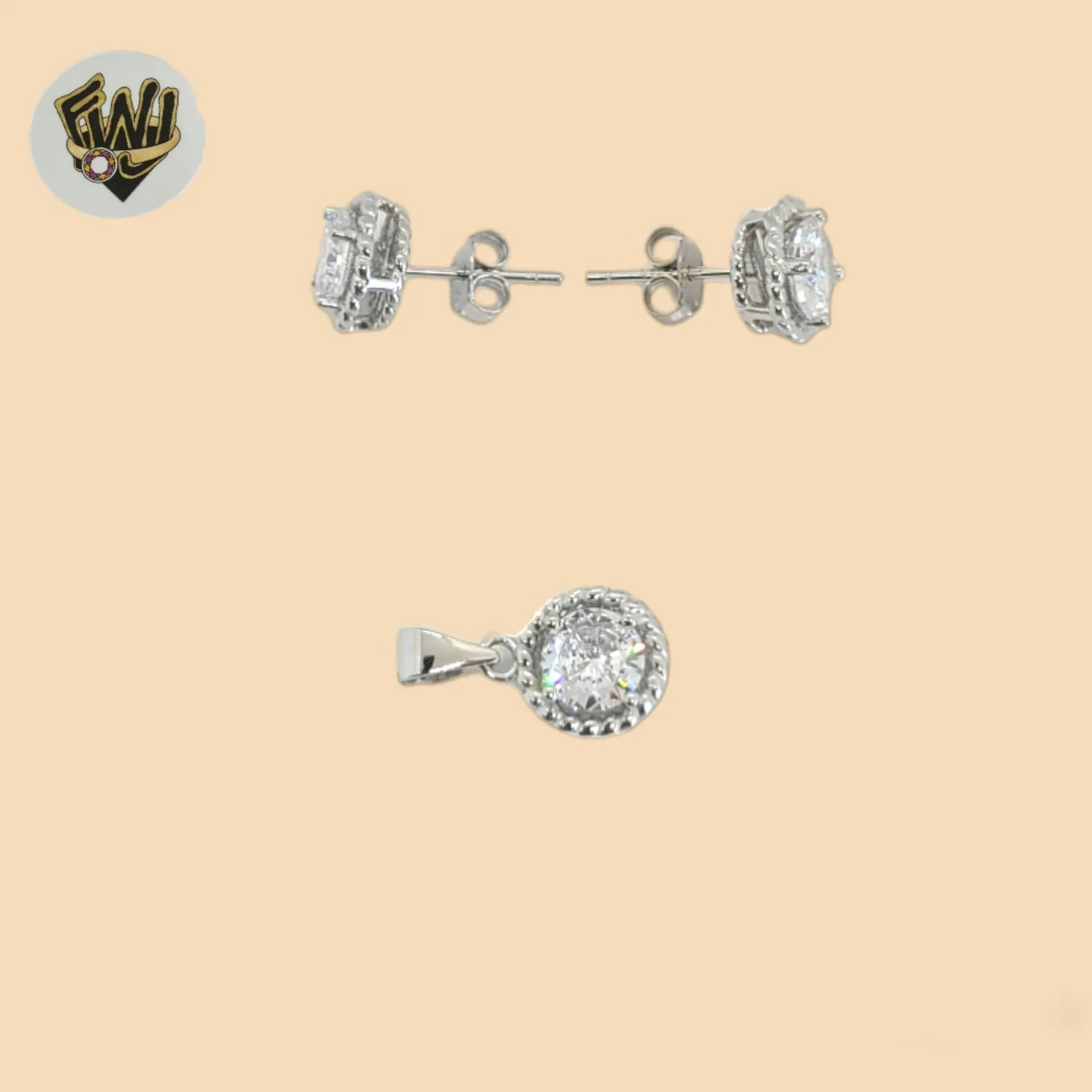 (2-6403) 925 Sterling Silver - Circle Zircon Set.