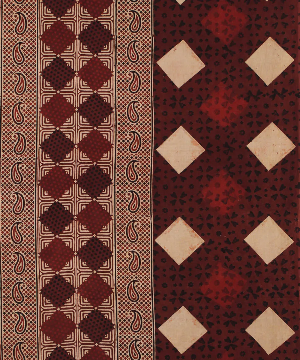 3m maroon ajrakh kurta hand printed cotton material