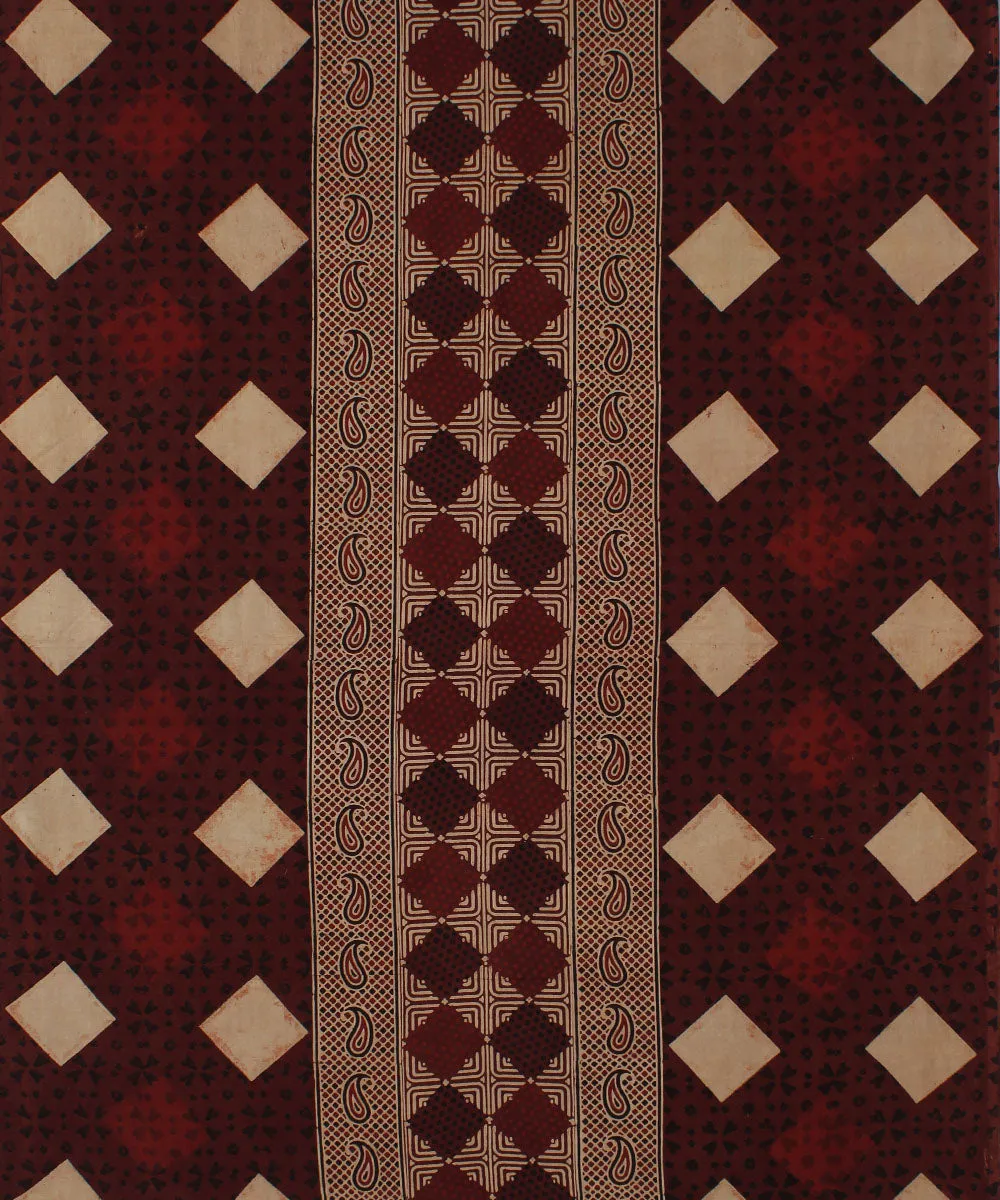 3m maroon ajrakh kurta hand printed cotton material