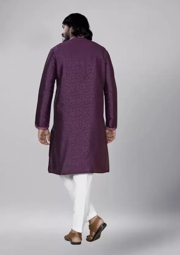 Attractive Traditional  Purple Color Men's Kurta With Pajama Pant