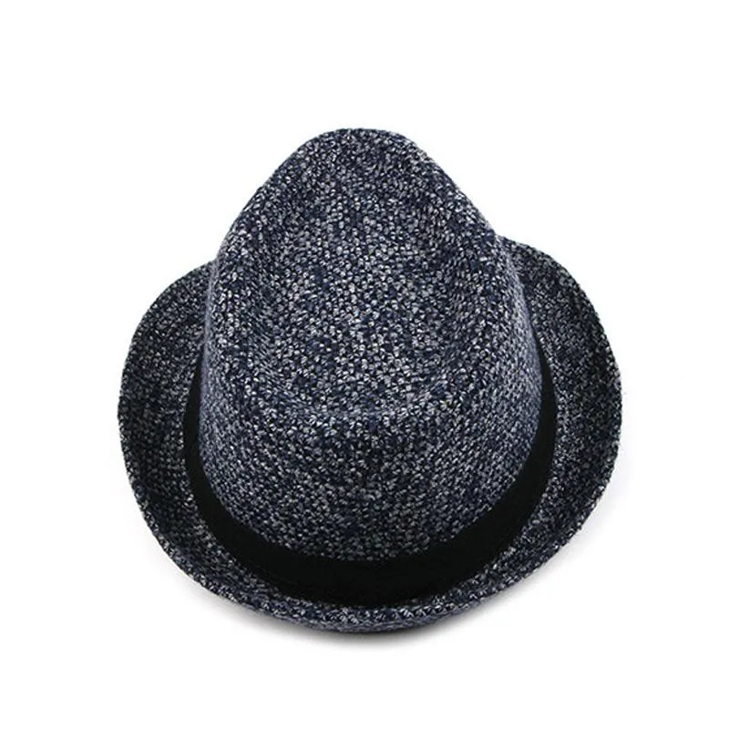 British Style Classic Knit Trilby Hat with Black Hatband