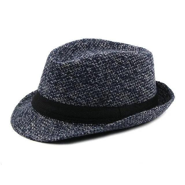 British Style Classic Knit Trilby Hat with Black Hatband