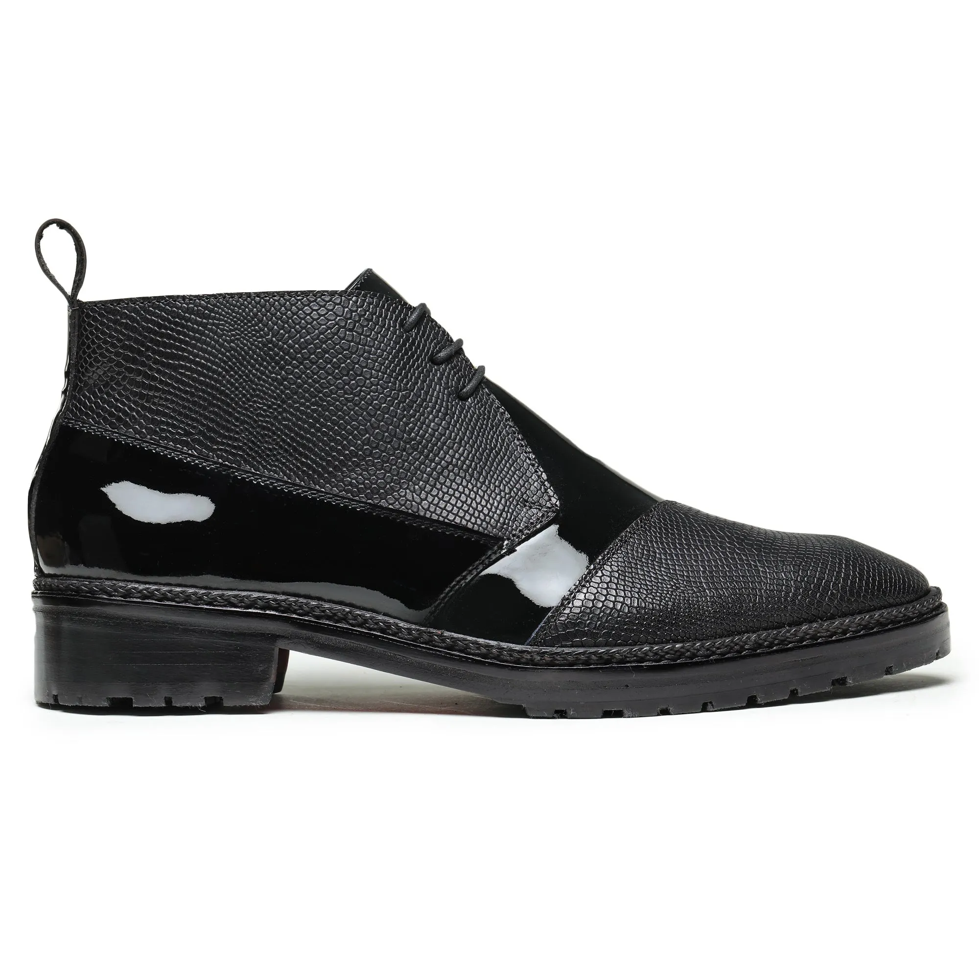 Classic Chukka Boots- Patent Black