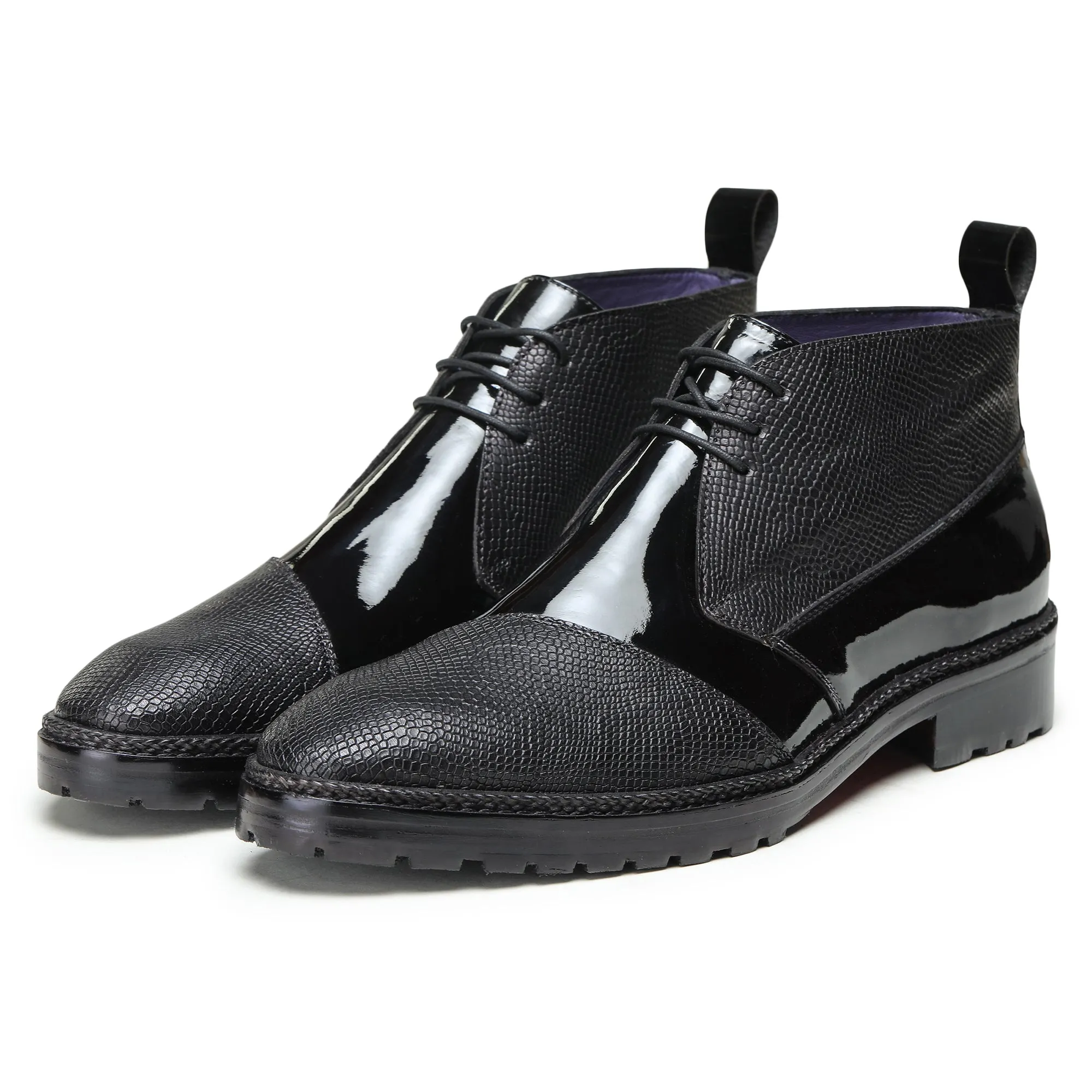 Classic Chukka Boots- Patent Black