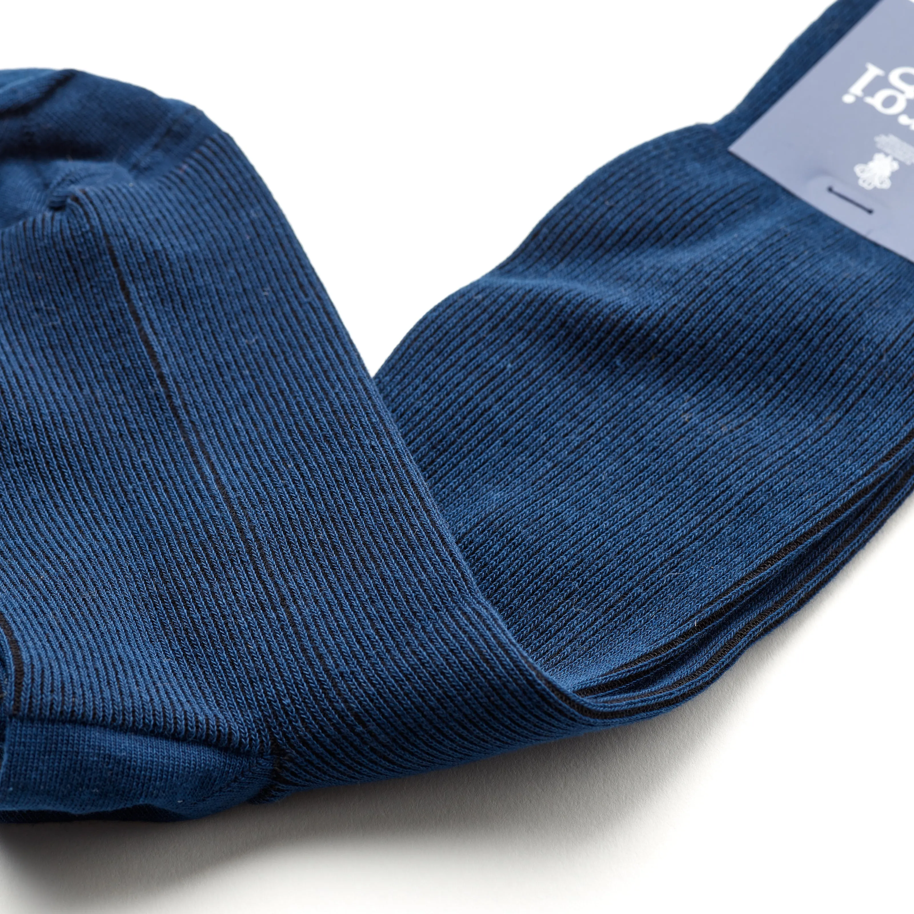 Corgi Shadow Rib Cotton Socks : Navy