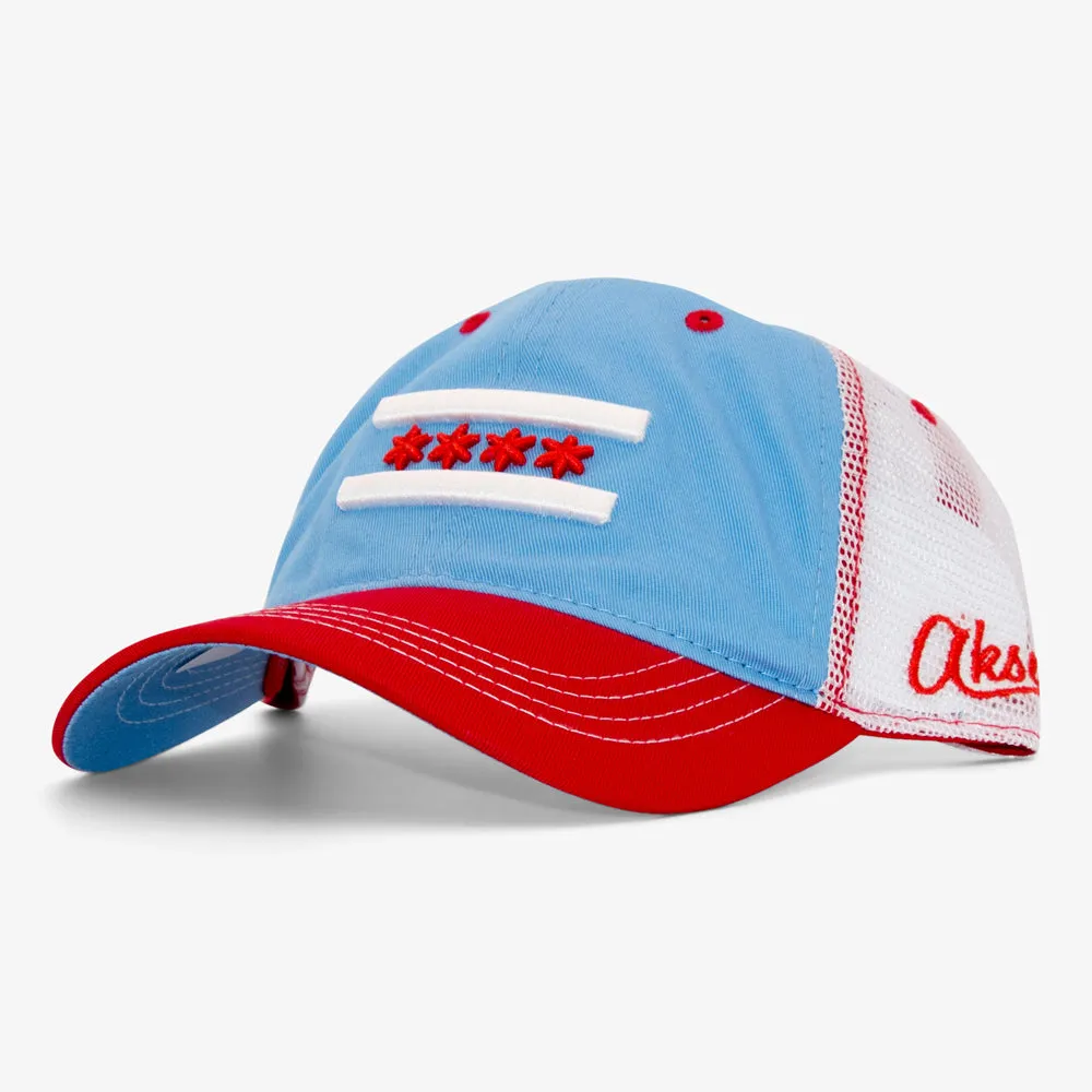 Curved Chicago Flag Trucker Hat