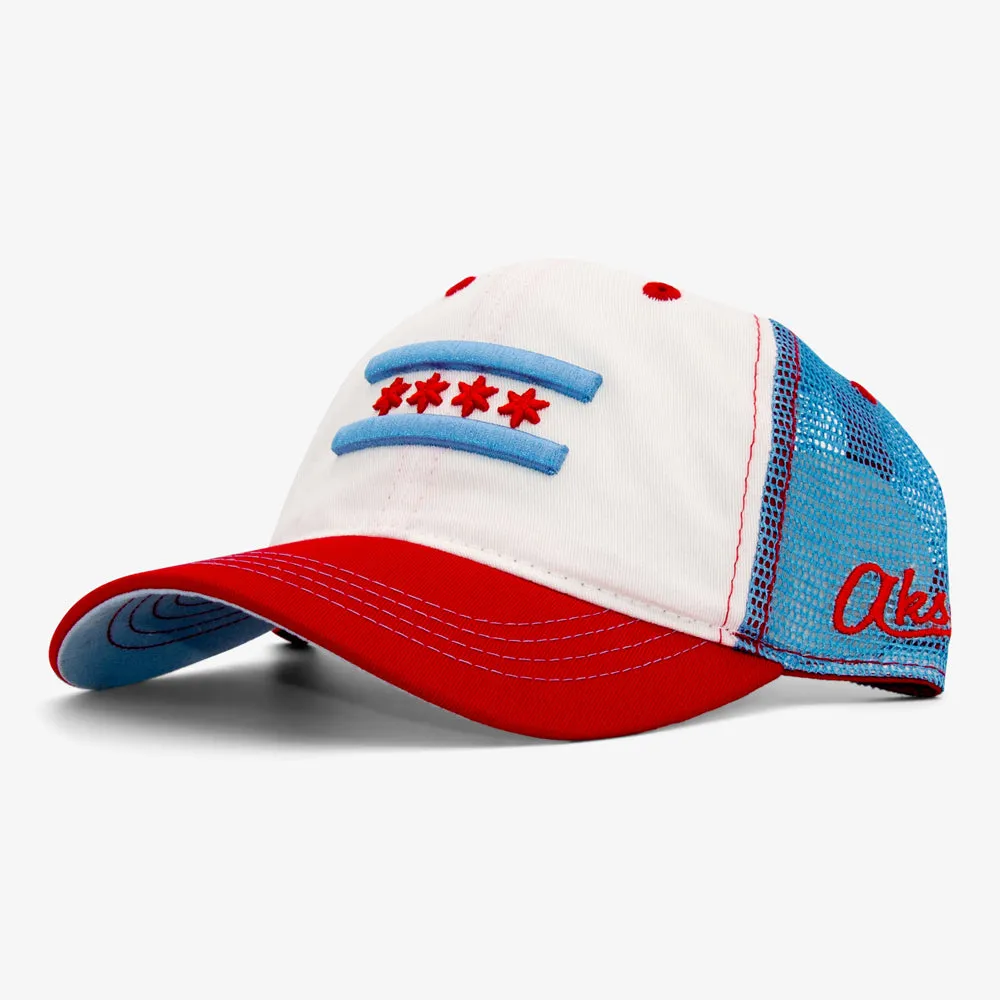 Curved Chicago Flag Trucker Hat