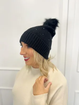 Embellished Pom Pom hat