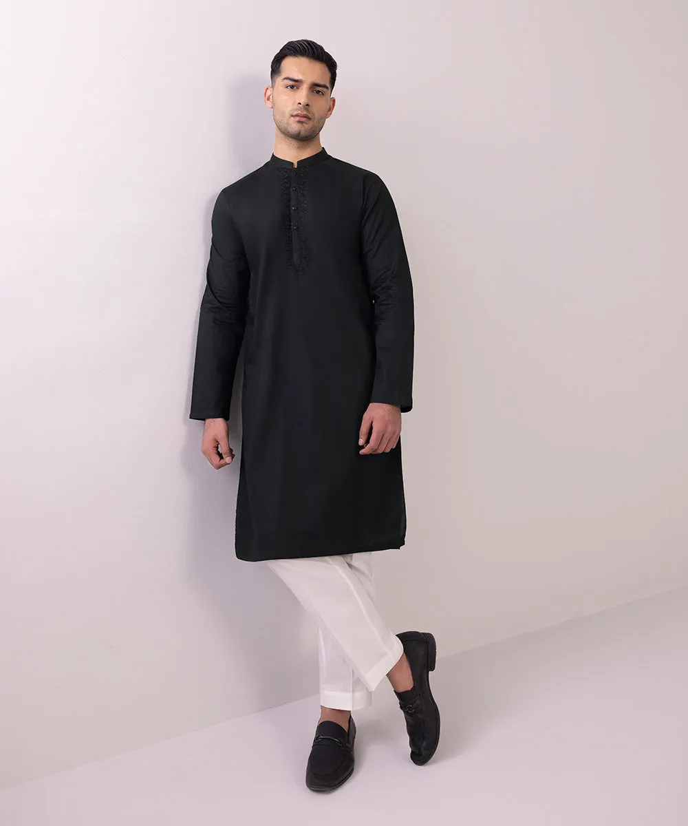 Embroidered Cotton Dobby Kurta