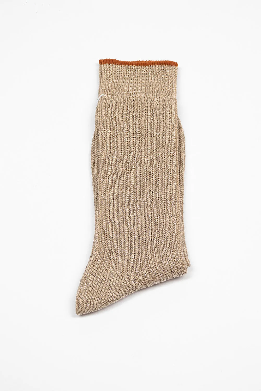 HA-22 Linen Lurex Ribbed Socks Beige