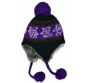 Hat - Grateful Dead Purple Dancing Bear Flap Hat