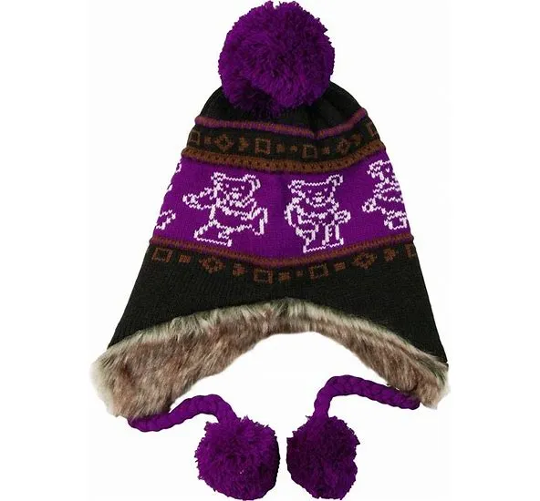 Hat - Grateful Dead Purple Dancing Bear Flap Hat