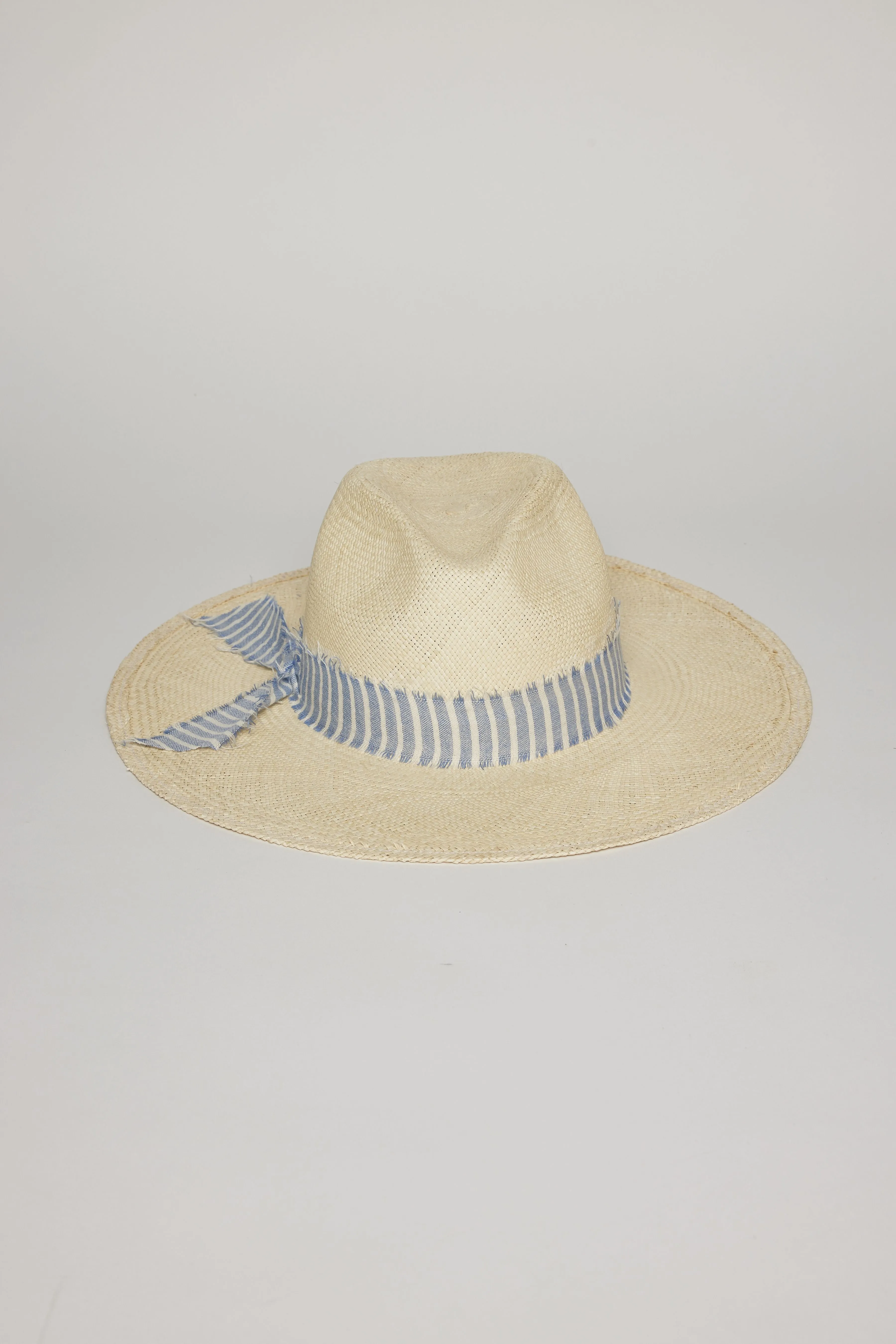 Hayley Panama Hat - Blue Avery Stripe