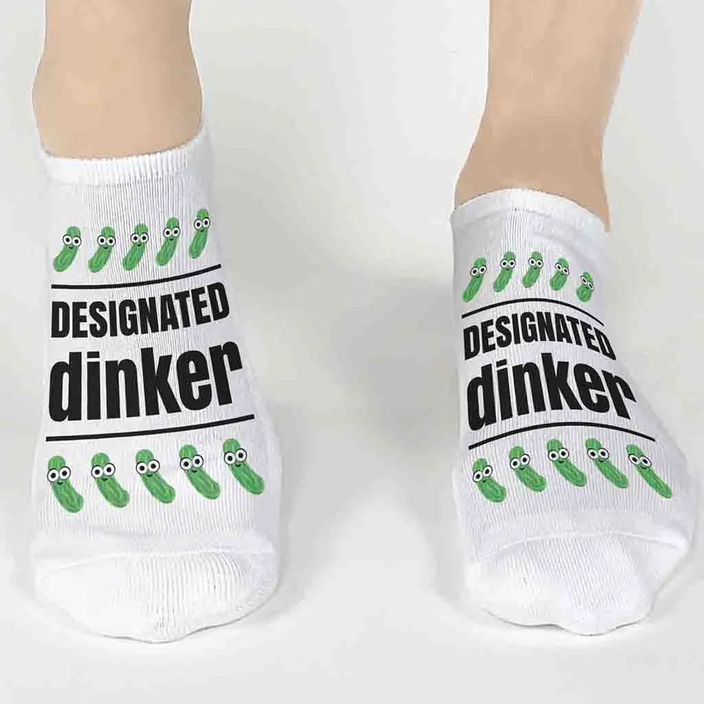 Humorous Pickleball No Show Socks - Designated Dinker