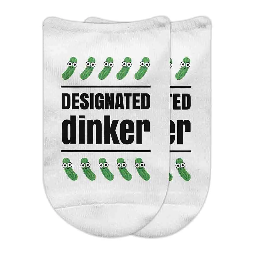 Humorous Pickleball No Show Socks - Designated Dinker