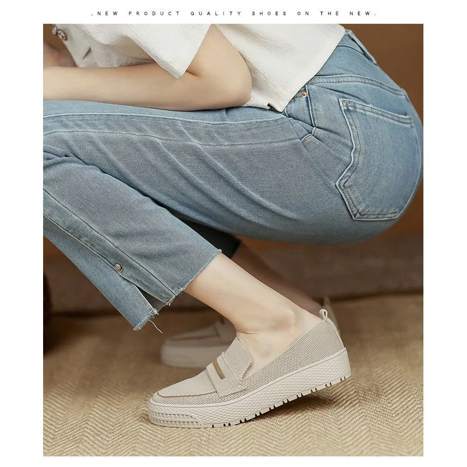 INSTOCK-Japanese flat round toe one-leg loafer shoes for women.