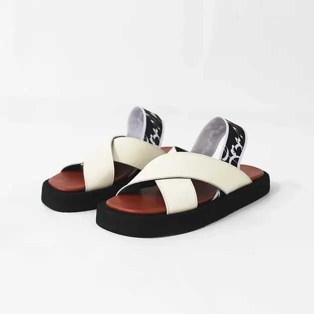 Loza Maleombho 1-inch platform leather cross front with back strap URI sandals