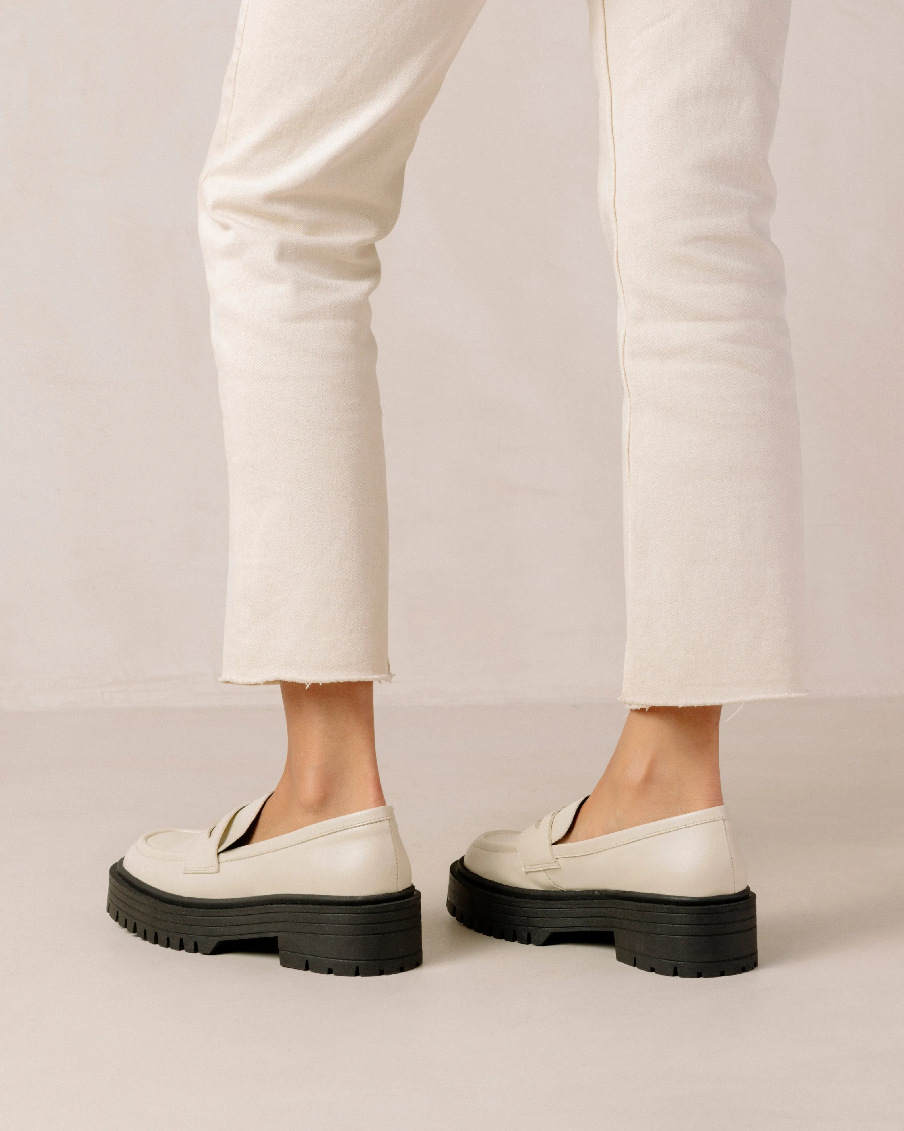 Mask Warm White Vegan Leather Loafers