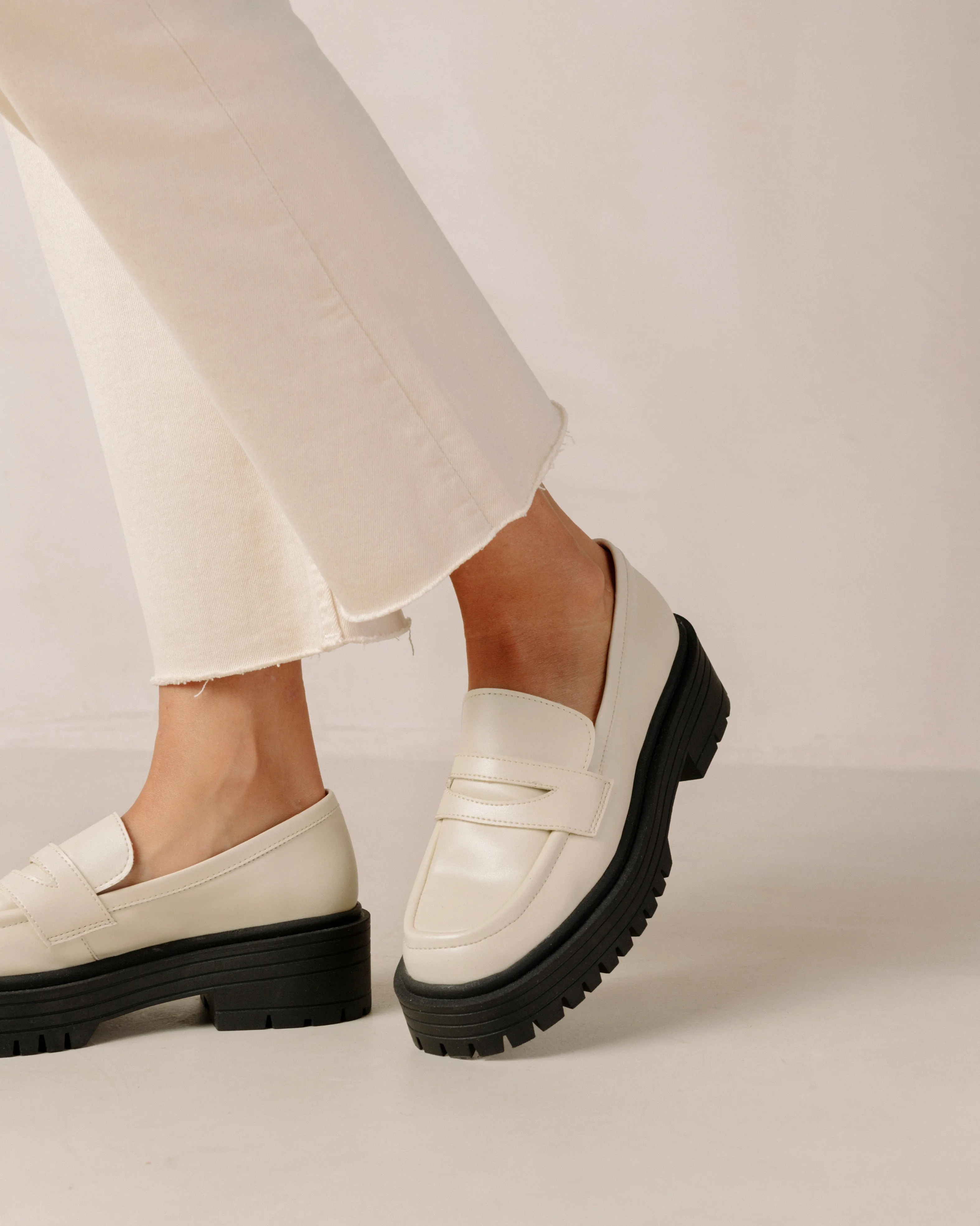 Mask Warm White Vegan Leather Loafers