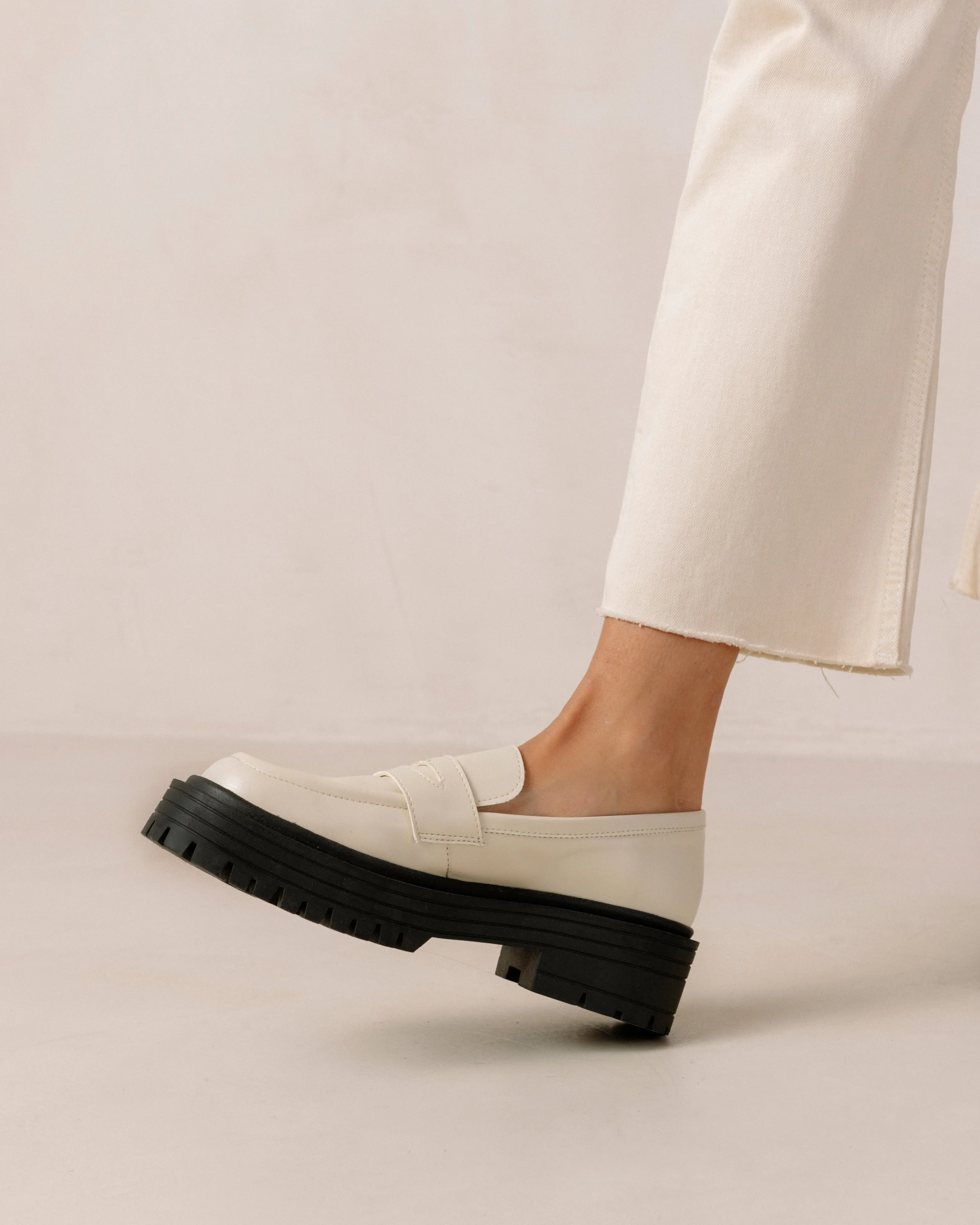 Mask Warm White Vegan Leather Loafers