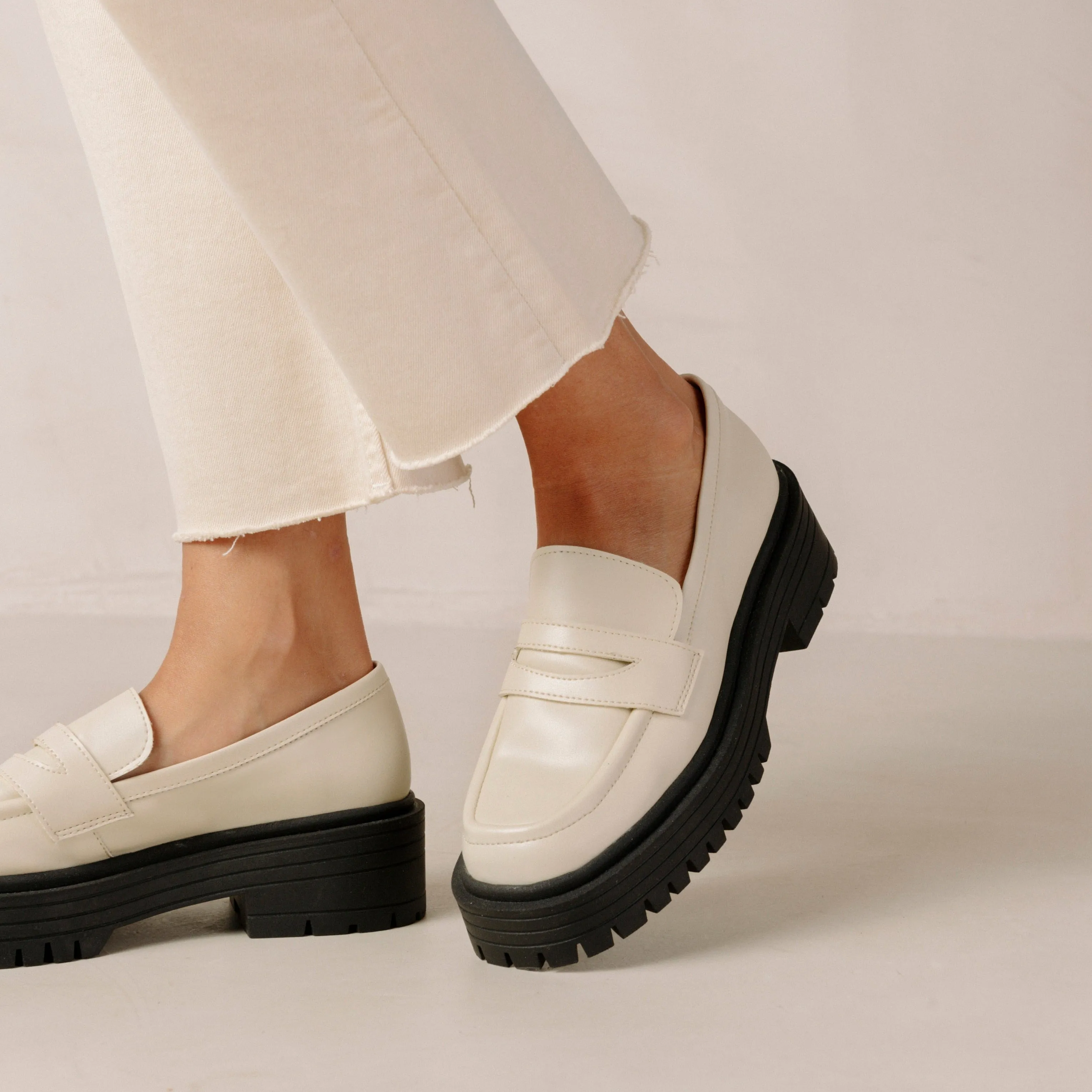 Mask Warm White Vegan Leather Loafers