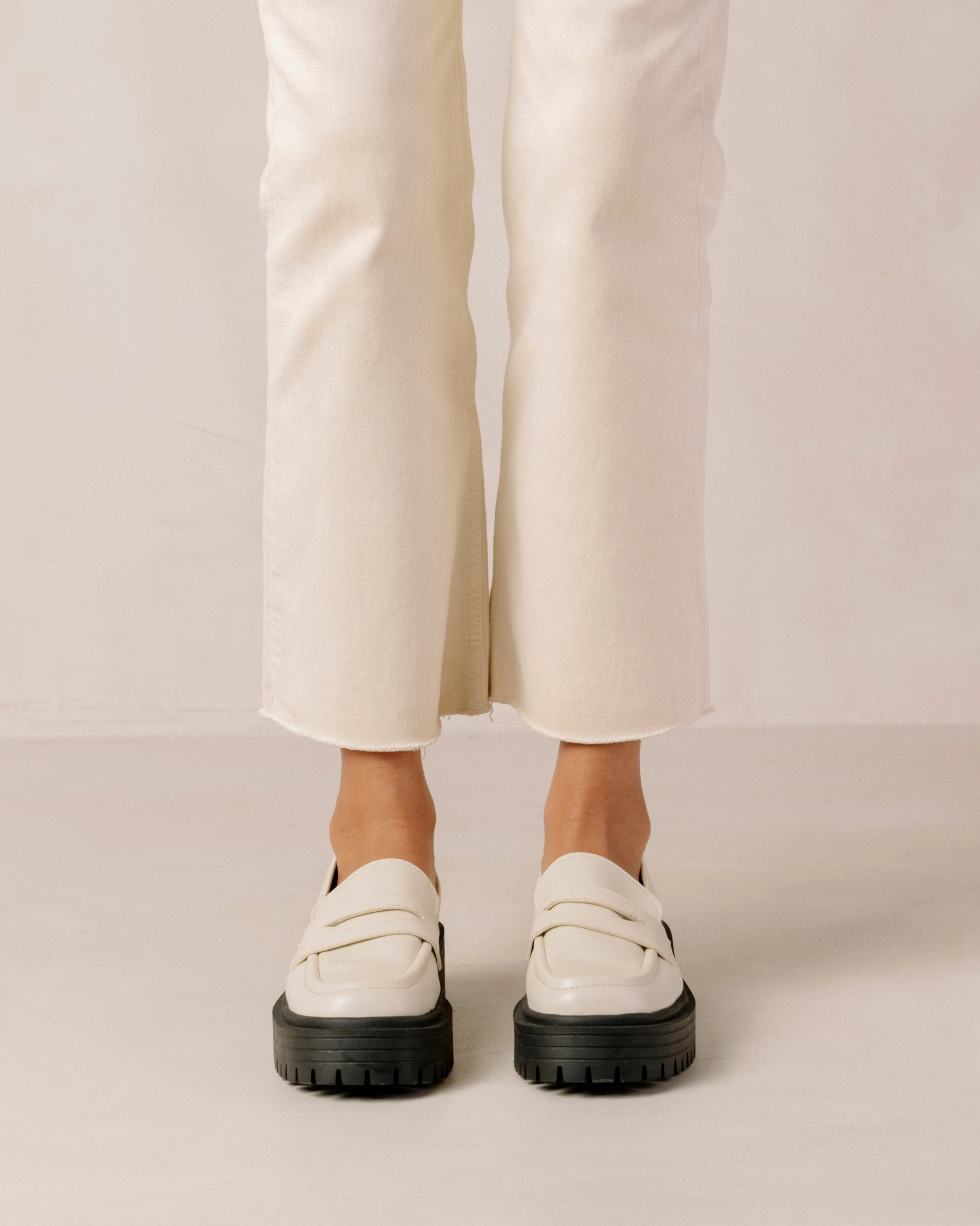 Mask Warm White Vegan Leather Loafers