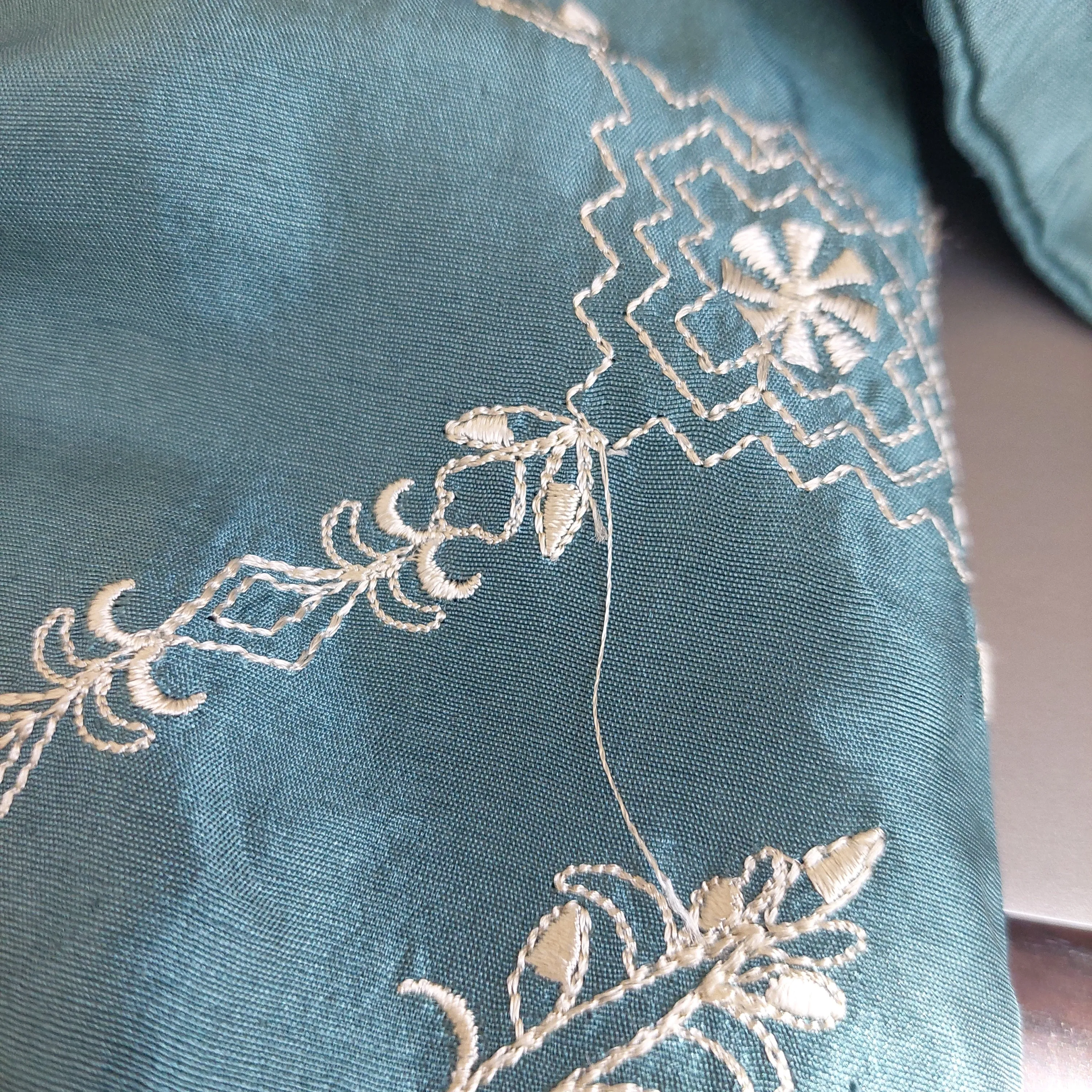 Miraka By Misha Lakhani Teal Silk Embroidered Kurta | Gently Used |