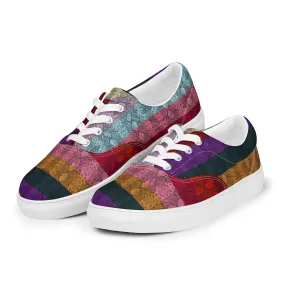 Multicolored Snakeskin Print Men’s lace-up canvas shoes