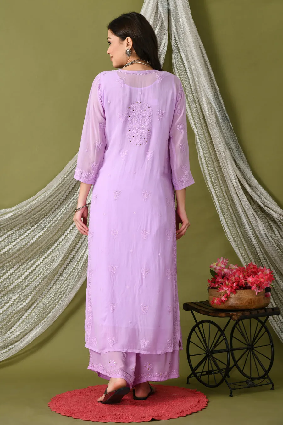 Nagma Premium Chikankari Viscose Mukaish Kurti Set