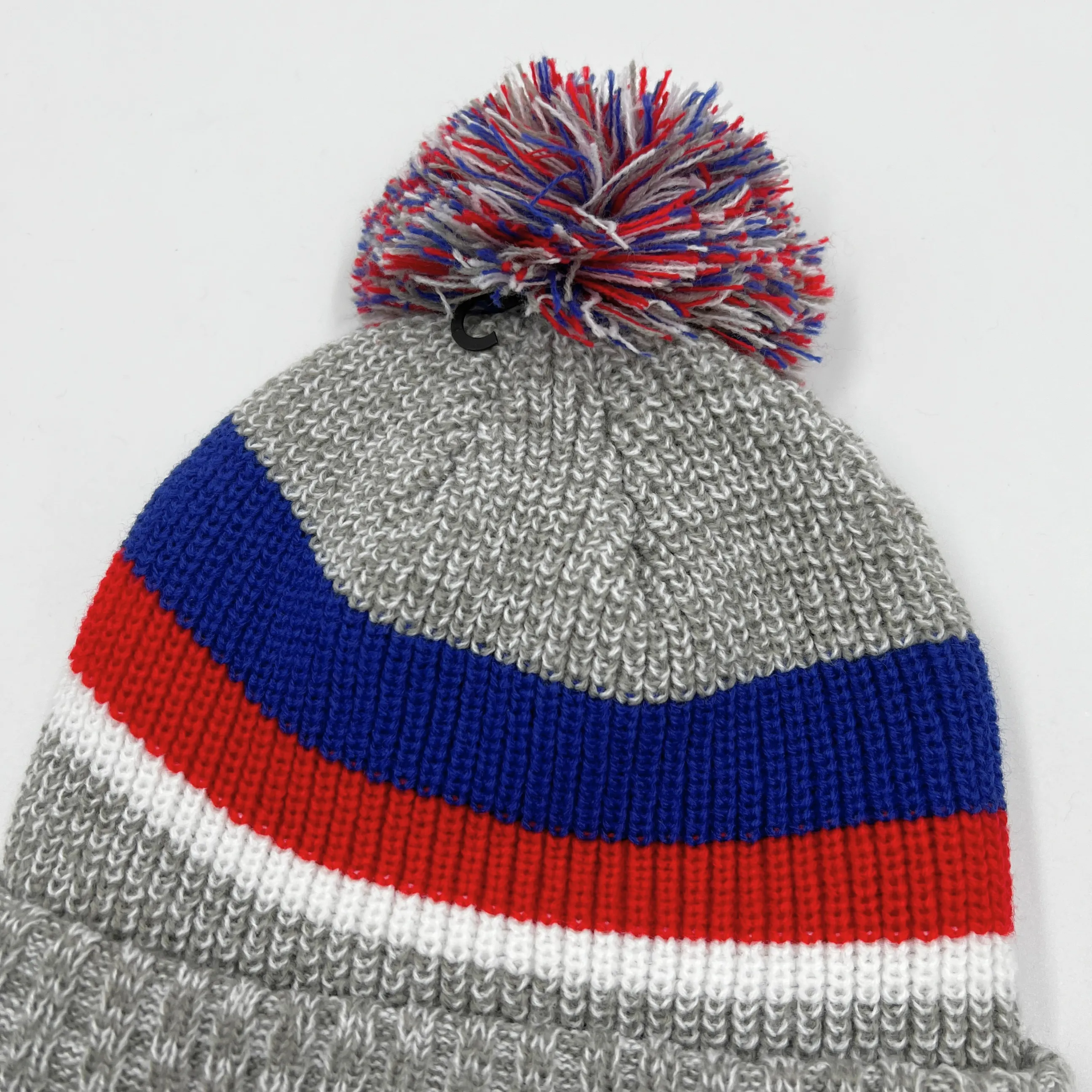 New Era Buffalo Bills Gray Striped Knit Pom Pom Winter Hat