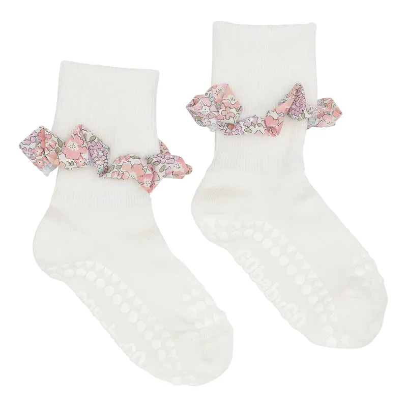 Non-slip Socks Bamboo Off White, Liberty Ruffle