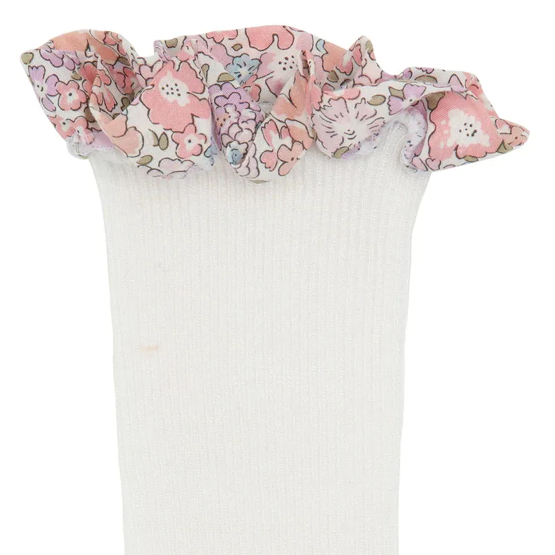 Non-slip Socks Bamboo Off White, Liberty Ruffle