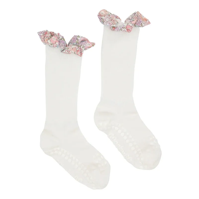 Non-slip Socks Bamboo Off White, Liberty Ruffle