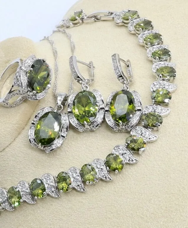 Peridot Multi Colors 925 Silver Jewelry Set