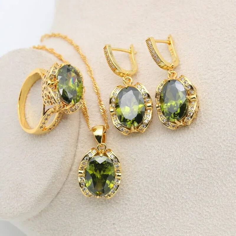 Peridot Multi Colors 925 Silver Jewelry Set