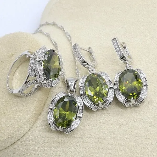 Peridot Multi Colors 925 Silver Jewelry Set