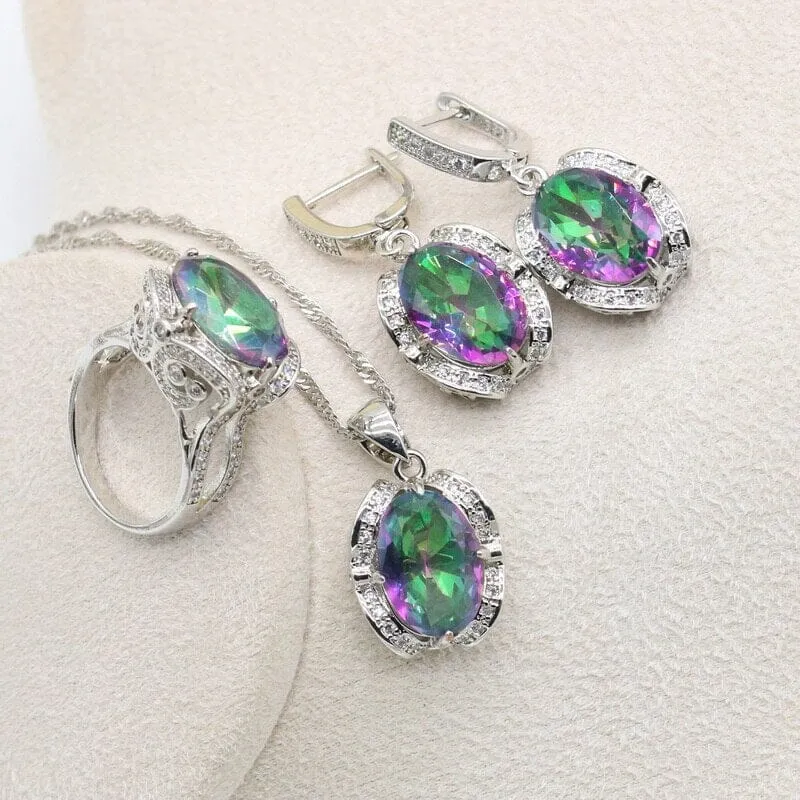 Peridot Multi Colors 925 Silver Jewelry Set