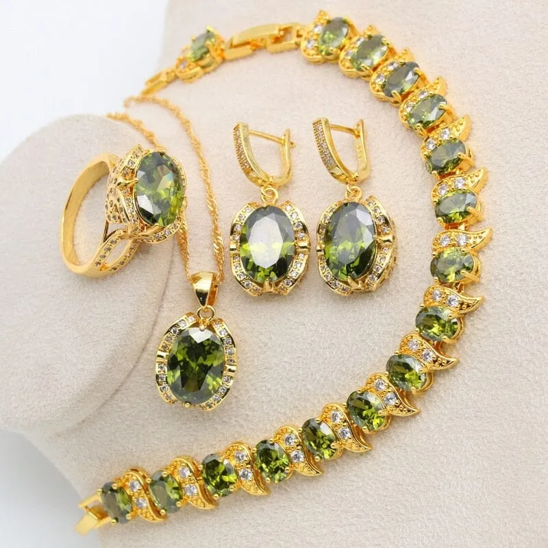 Peridot Multi Colors 925 Silver Jewelry Set