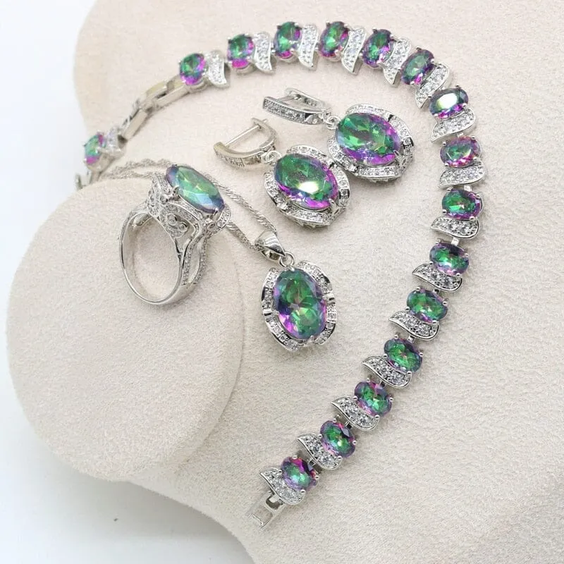 Peridot Multi Colors 925 Silver Jewelry Set