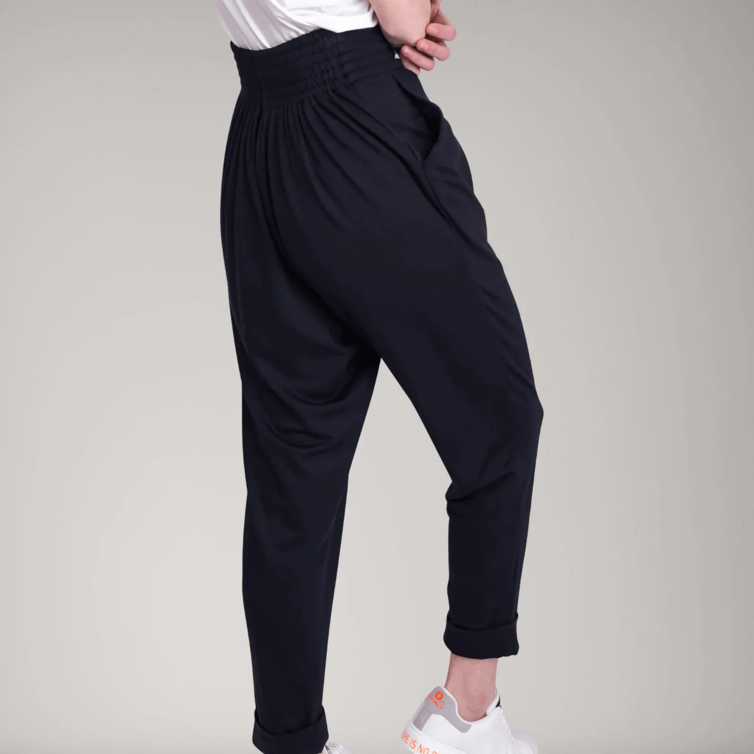 Pleated Fine French Terry Tapered Track Pants | Obsidian