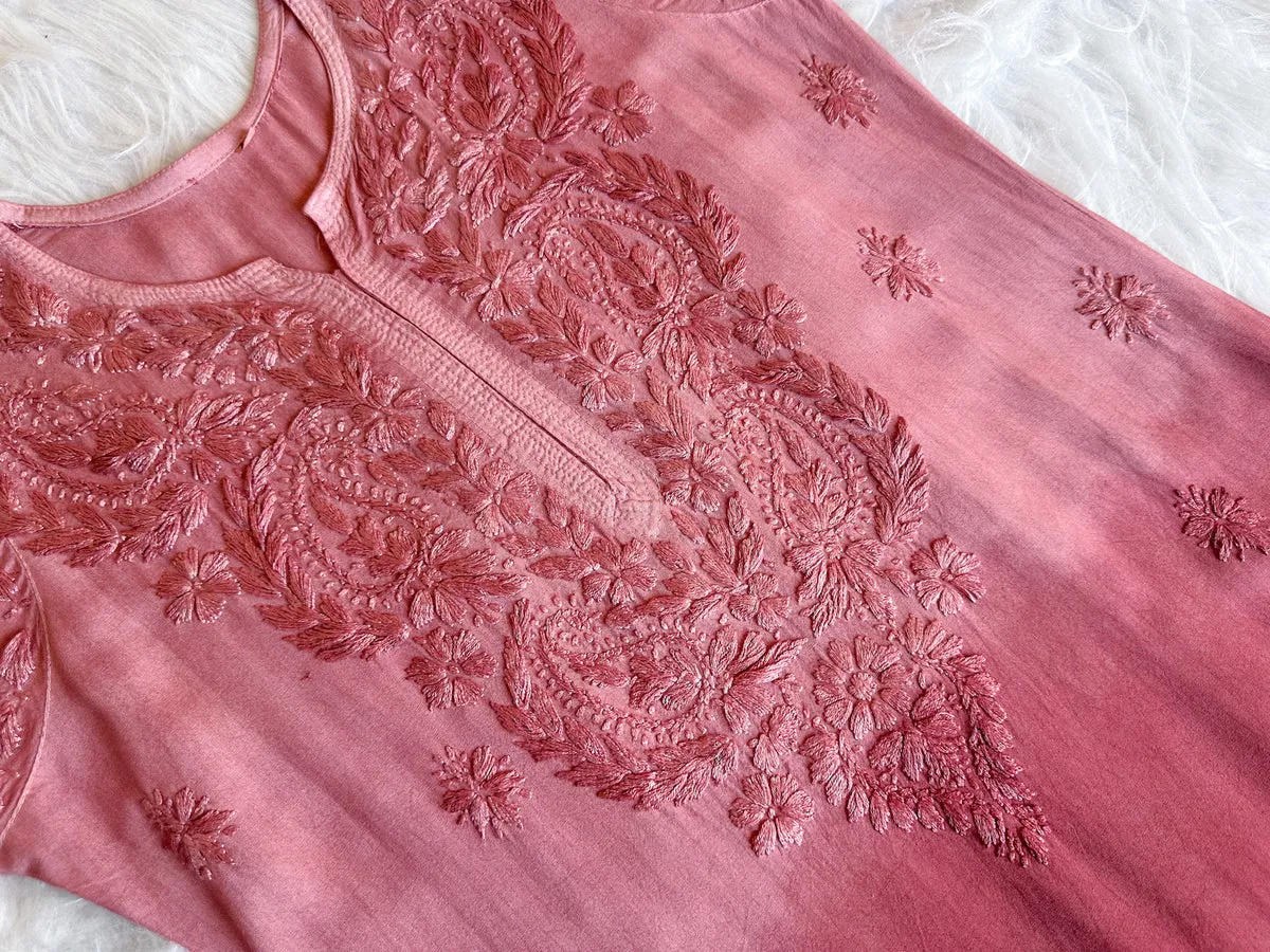 Riva Rose Gold Ombre Chikankari Kurti