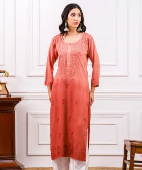 Riva Rose Gold Ombre Chikankari Kurti