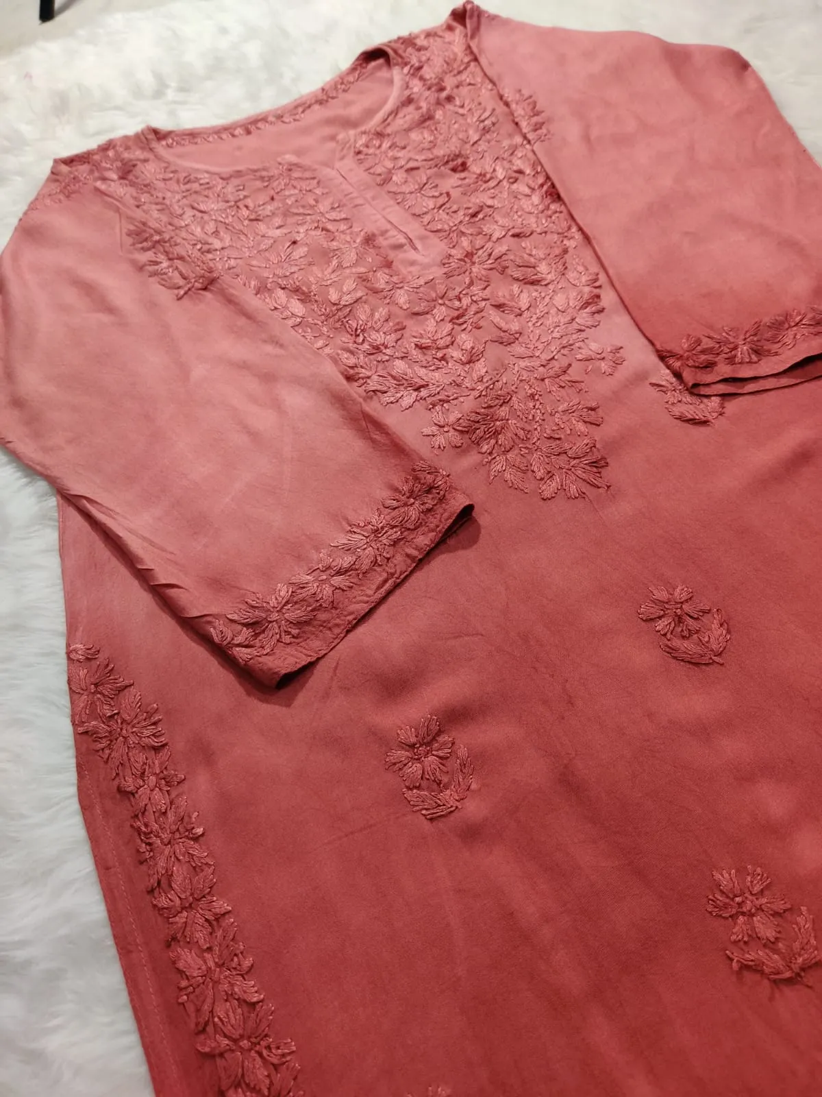 Riva Rose Gold Ombre Chikankari Kurti