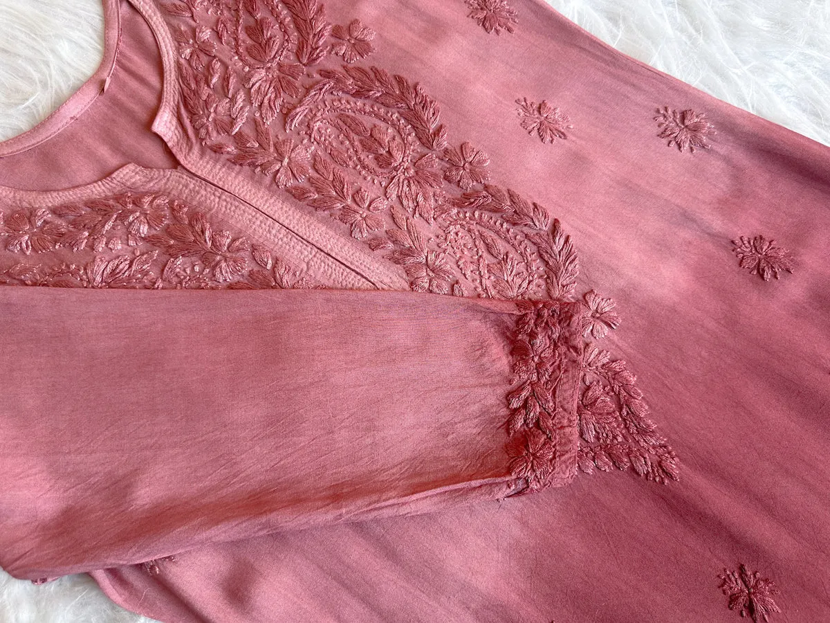 Riva Rose Gold Ombre Chikankari Kurti