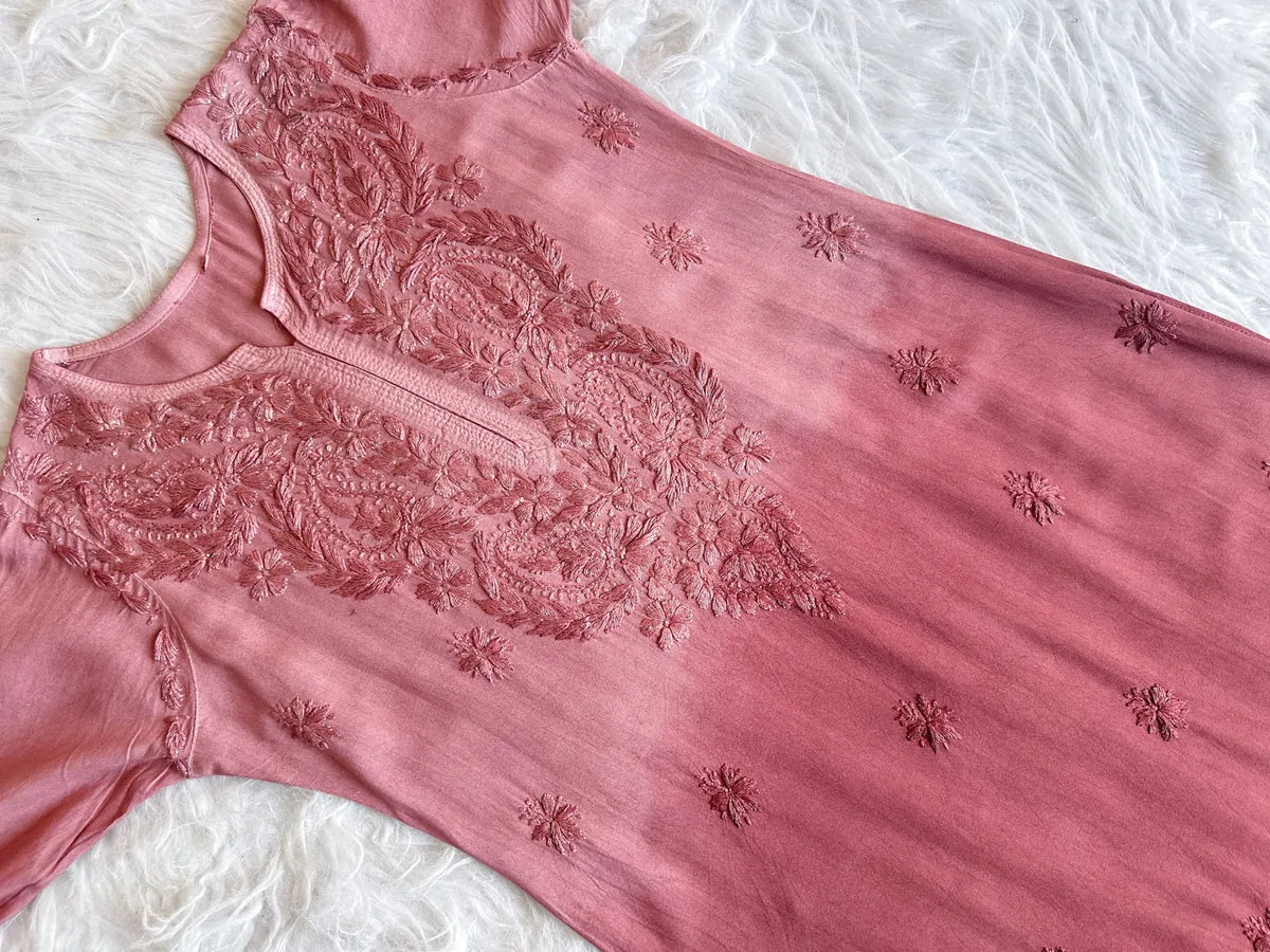 Riva Rose Gold Ombre Chikankari Kurti