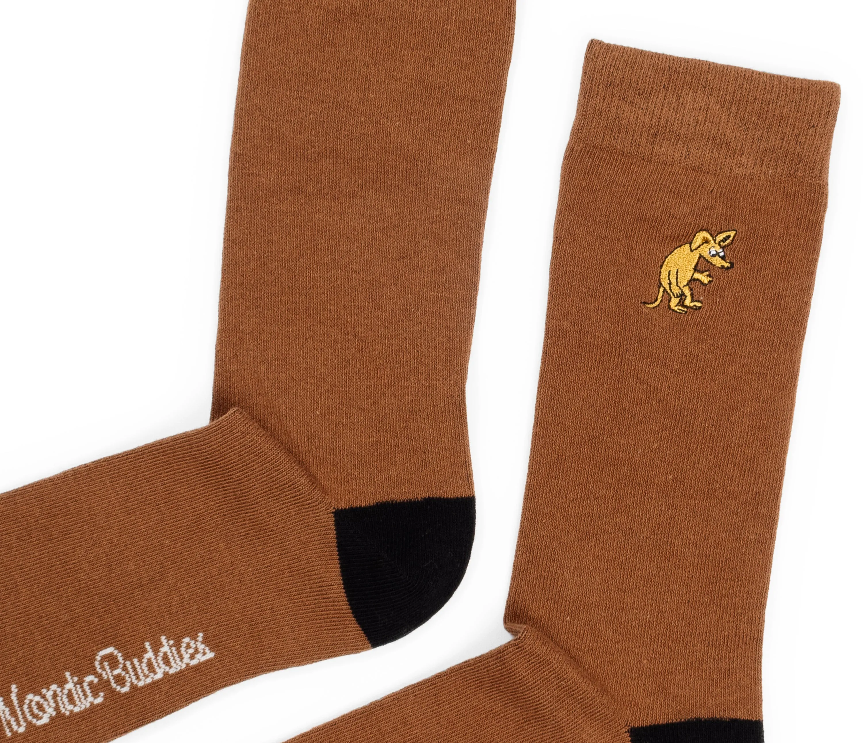 Sniff Wondering Embroidery Men Socks - Brown