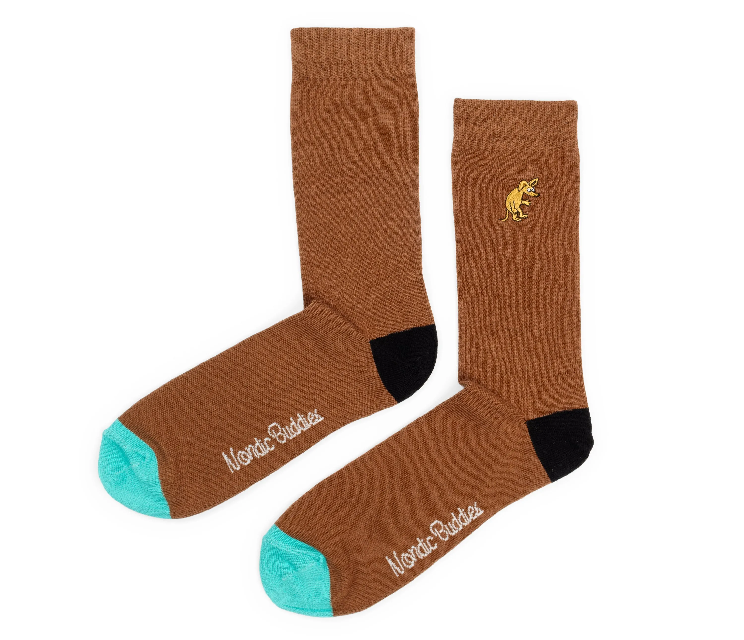 Sniff Wondering Embroidery Men Socks - Brown