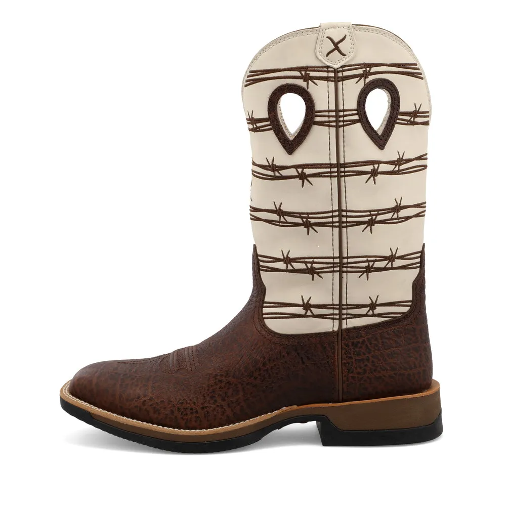 'Twisted X' Men's 12 Tech X CellStretch Western Square Toe - Brown / Bone