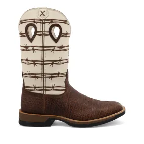 'Twisted X' Men's 12 Tech X CellStretch Western Square Toe - Brown / Bone